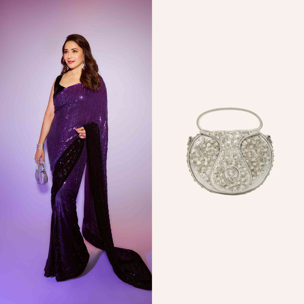 Madhuri Dixit Nene with The Micro Bag Leather Silver