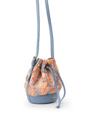 Mini Bucket Bag In Leather With Raffia Multicolour