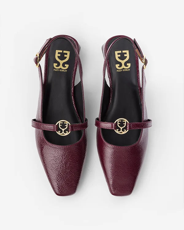 Ruby Tuesday : Slingback Mules - Ruby - Handcrafted - Fizzy Goblet