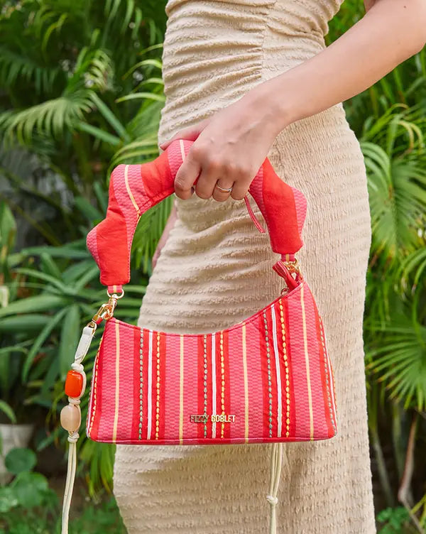 Stripe Club : Shoulder Bag - Handcrafted - Fizzy Goblet