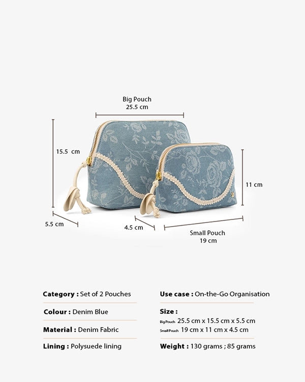Denim Daydream : Pouches - Blue - Fizzy Goblet - Handcrafted