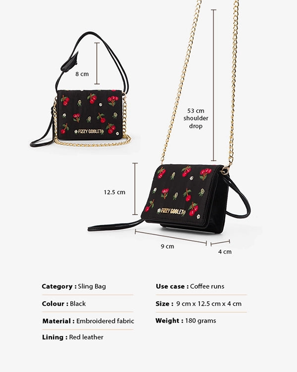 Ruby : Shoulder Bag - Mini - Black - Fizzy Goblet - Handcrafted