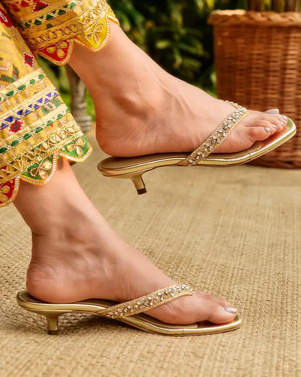 Gilt Trip : Strappy Heels - Fizzy Goblet - Handcrafted - Indian