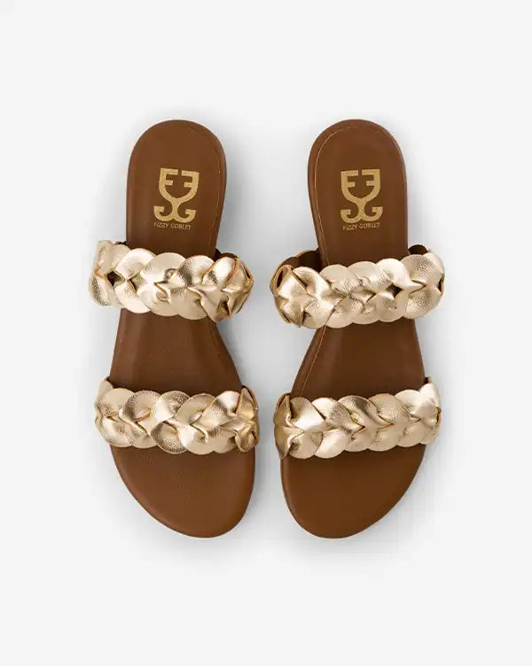 Golden Petals : Sandal Heels - Gold - Fizzy Goblet -Handcrafted