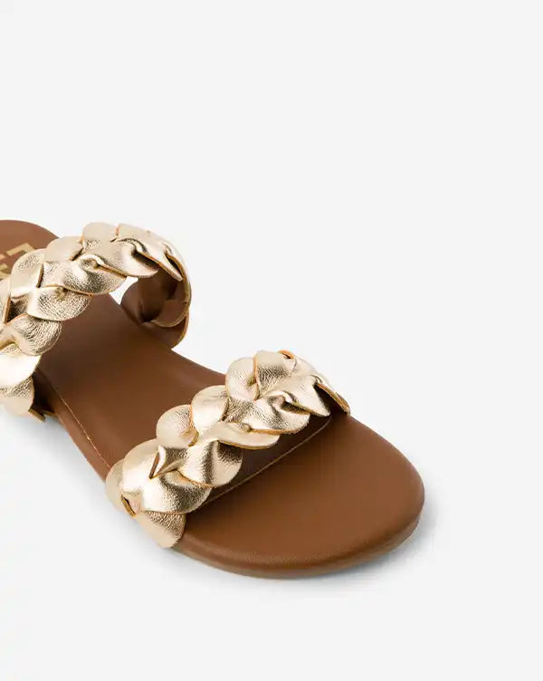 Golden Petals : Sandal Heels - Gold - Fizzy Goblet -Handcrafted