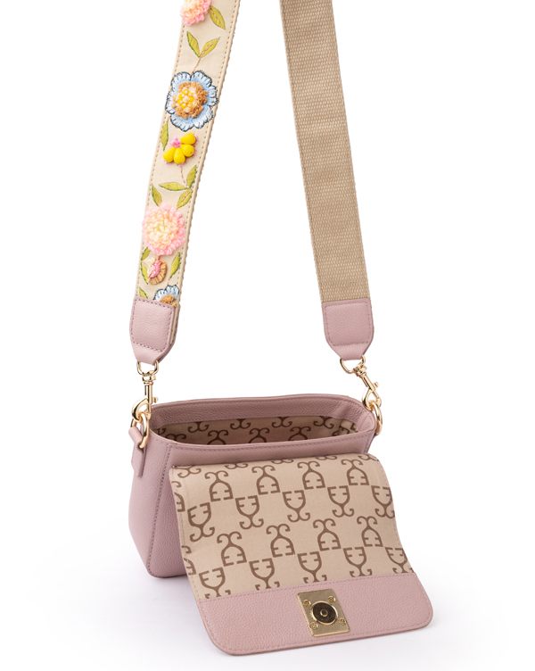 Mini Goblet Crossbody Leather – Blush Pink with Embroidered Strap