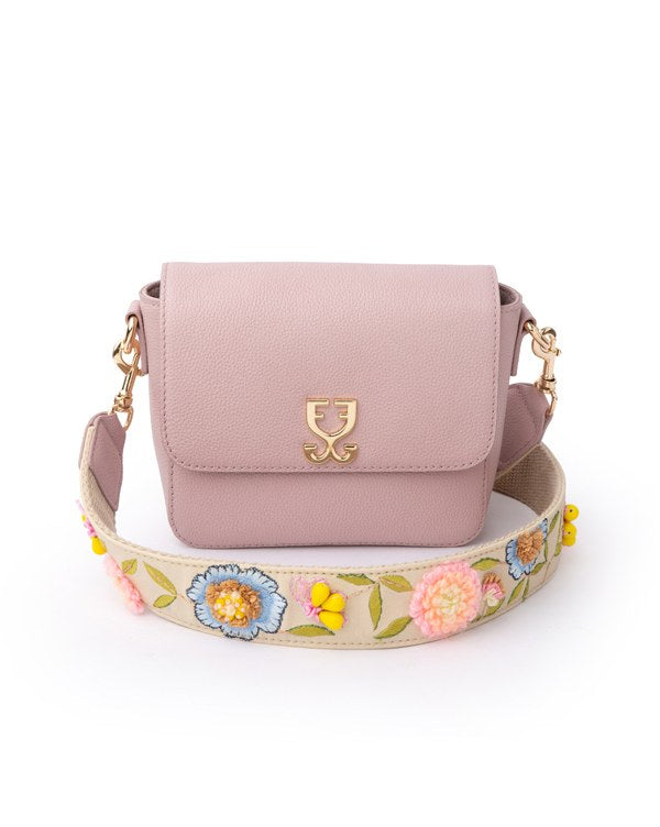Mini Goblet Crossbody Leather – Blush Pink with Embroidered Strap
