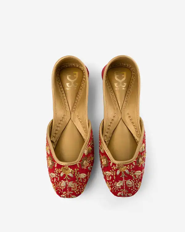 Red Velvet : Juttis - Fizzy Goblet - Handcrafted - Indian
