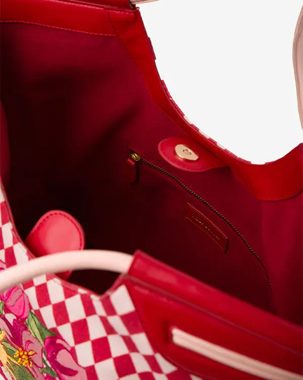 Sunset Club : Tote Bag - Handcrafted - Fizzy Goblet - Red - White