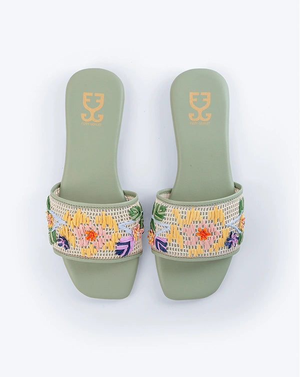 Spring Again : Sandals - Handcrafted - Green - Fizzy Goblet