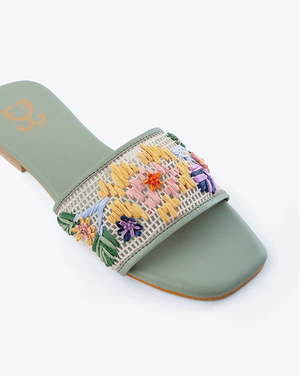 Spring Again : Sandals - Handcrafted - Green - Fizzy Goblet
