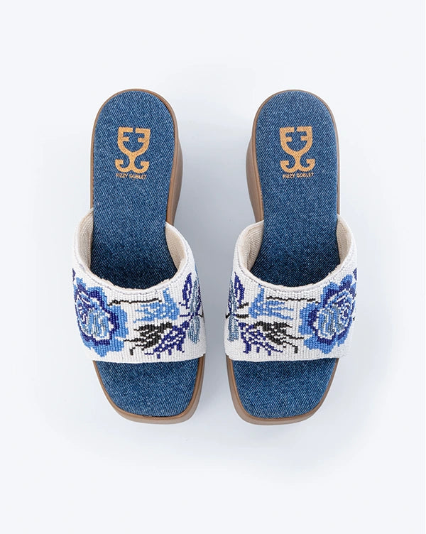 Chill Pill : Wedge Heels - Handcrafted - Fizzy Goblet - Blue