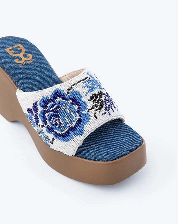 Chill Pill : Wedge Heels - Handcrafted - Fizzy Goblet - Blue