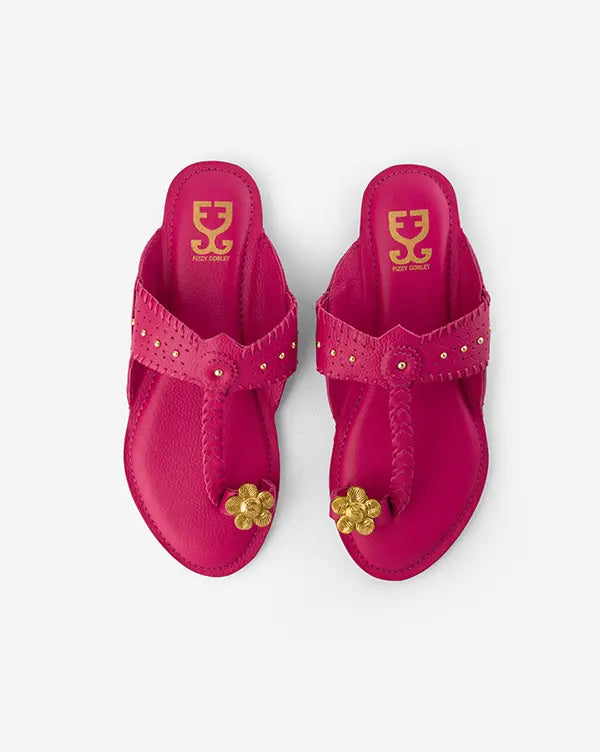 Gulab : Kolha Flats - Fizzy goblet - Handcrafted - Indian - Pink