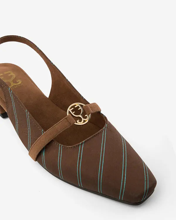 Lines & Lattes : Slingback Mules - Brown - Fizzy Goblet - Handcrafted