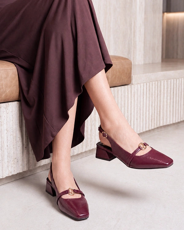 Ruby Tuesday : Slingback Mules - Ruby - Handcrafted - Fizzy Goblet
