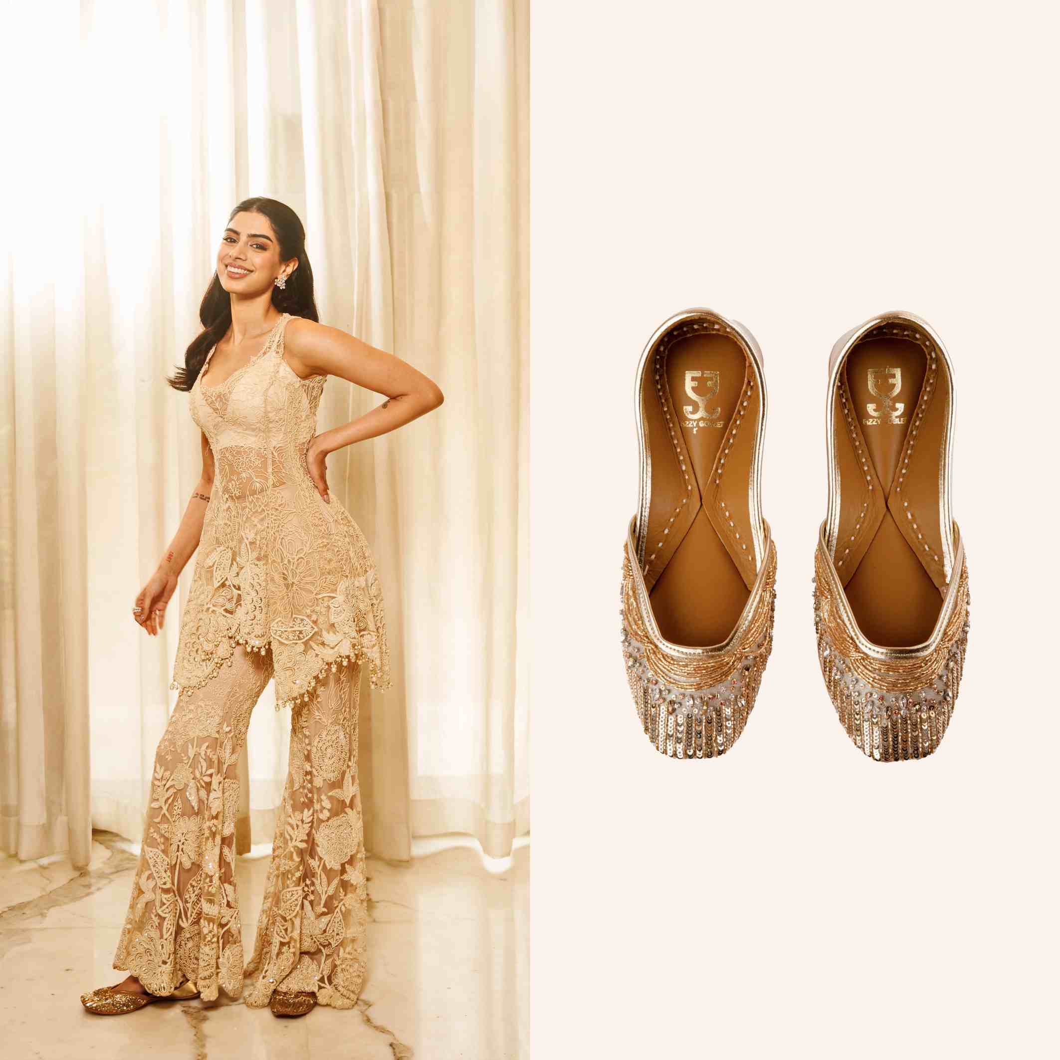 Khushi Kapoor in Gold Soul : Juttis - Kareena Kapoor Khan x Fizzy Goblet - Limited Edition