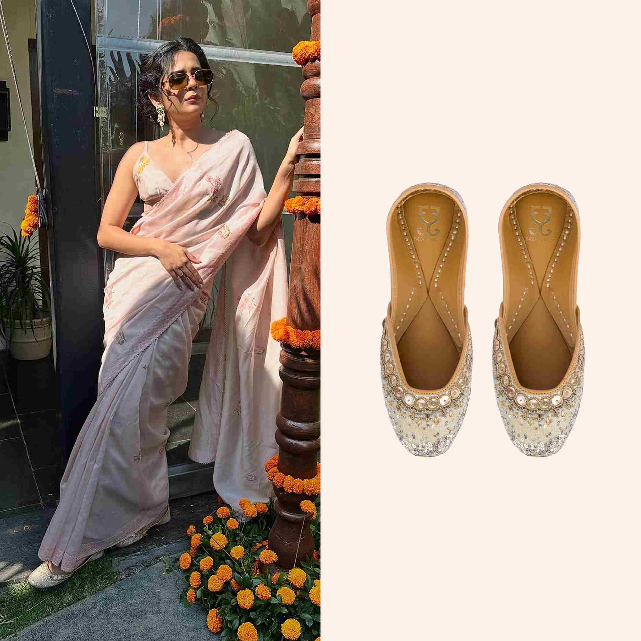 Mitali Mayekar in Pixie Dust : Juttis - Silver & Gold