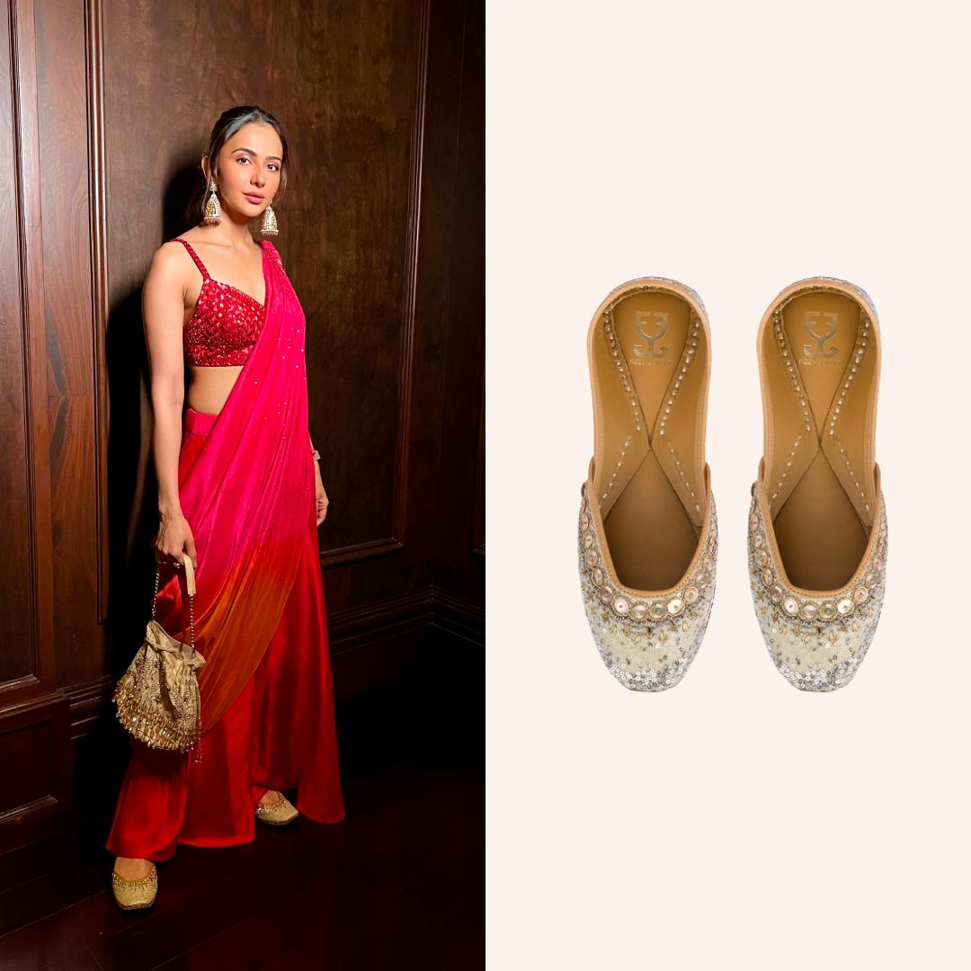 Rakul Preet Singh in Pixie Dust Juttis Silver & Gold