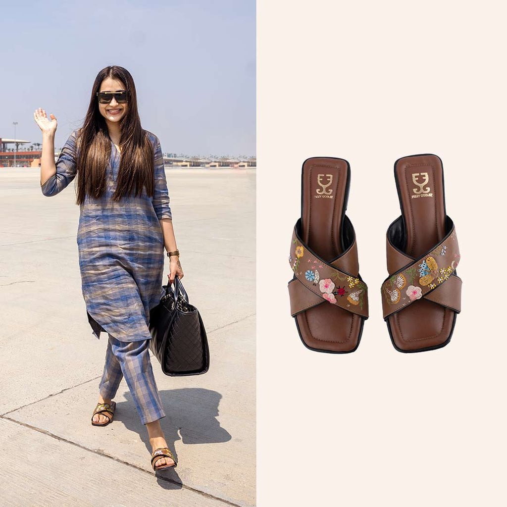 Trisha Krishnan in Mocha Me Crazy Criss Cross Slides
