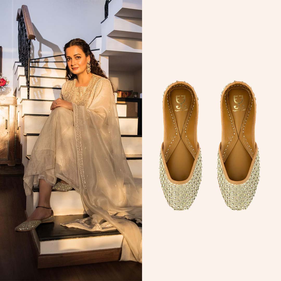 Dia Mirza in Crystal Pops Juttis