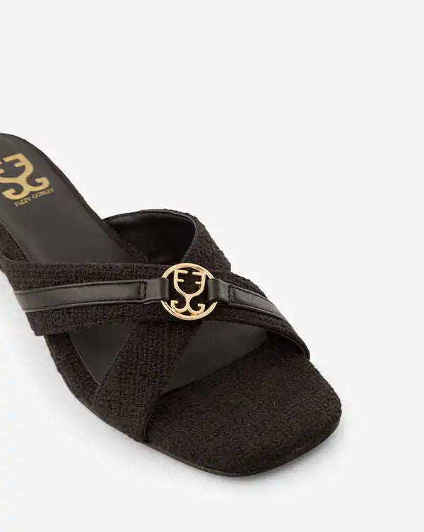 Black at It : Sandal Heels - Fizzy Goblet - Handcrafted - Indian - Black - Heels
