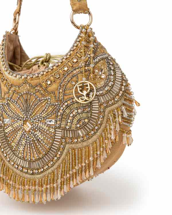 Bold in Gold : Potli (With Embroidered Handle)