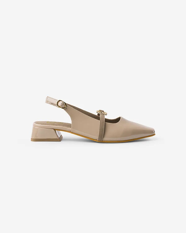 Mellow Drama : Slingback Mules - Beige - Handcrafted - Fizzy Goblet
