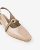 Mellow Drama : Slingback Mules - Beige - Handcrafted - Fizzy Goblet