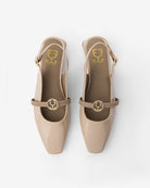 Mellow Drama : Slingback Mules - Beige - Handcrafted - Fizzy Goblet