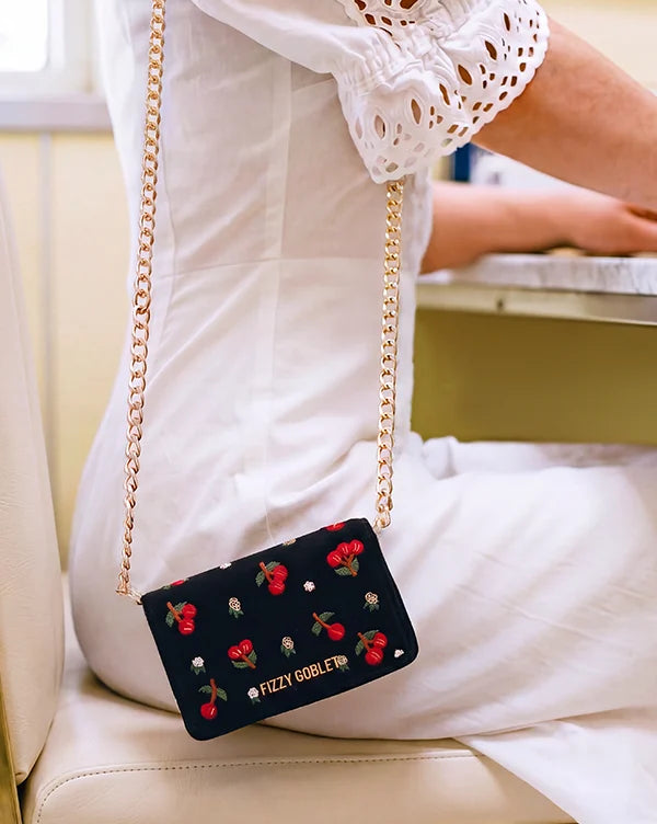 Ruby : Shoulder Bag - Mini - Black - Fizzy Goblet - Handcrafted