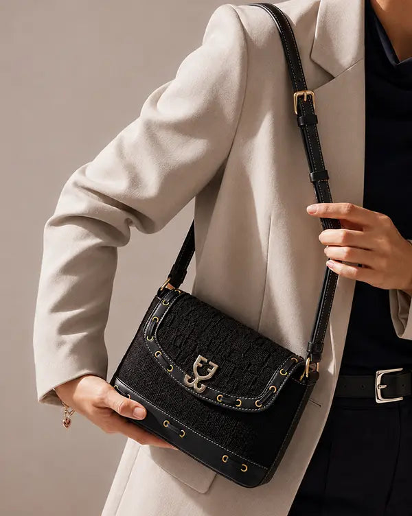 Tweed Dreams : Shoulder Bag - Fizzy Goblet - Handcrafted - Black