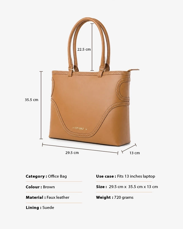 Brown to Business : Tote Bag - Brown - Handcrafted - Tote Bag - Fizzy Goblet