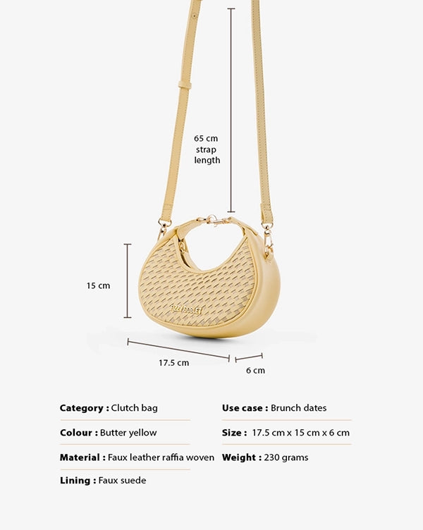 Hive & Seek: Mini Hobo Bag - Butter Yellow - Handcrafted - Fizzy Goblet 