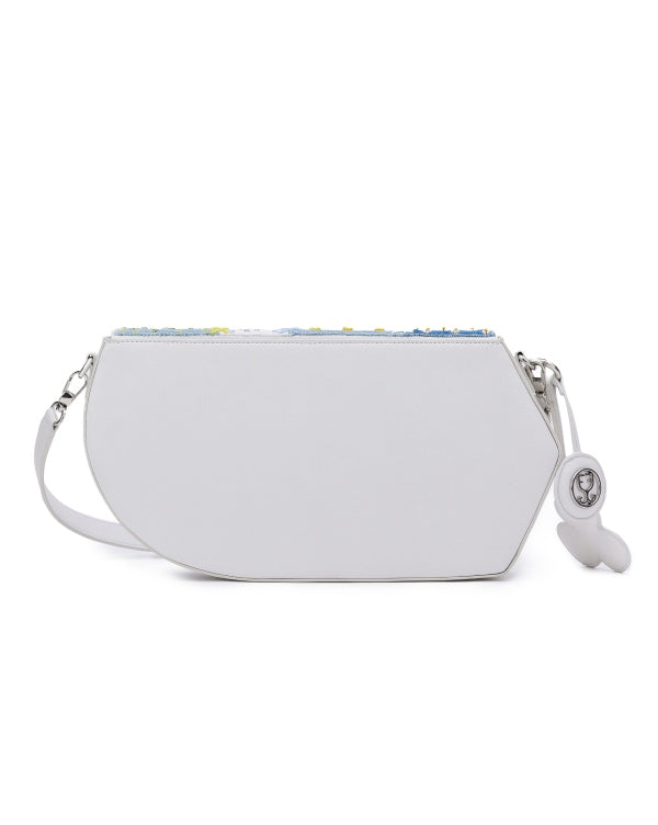 GEO Shoulder Bag Leather - Denim Patchwork (With Beads Embroidery)