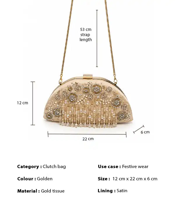 Golden Eclipse : Clutch Bag - Gold - Fizzy Goblet - Indian