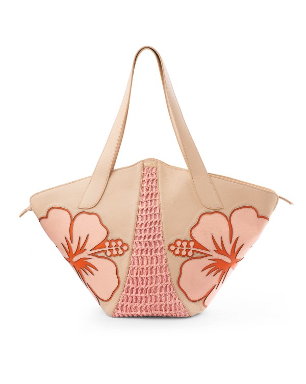 Manta Ray Leather Tote : With Laser-Cut Florals