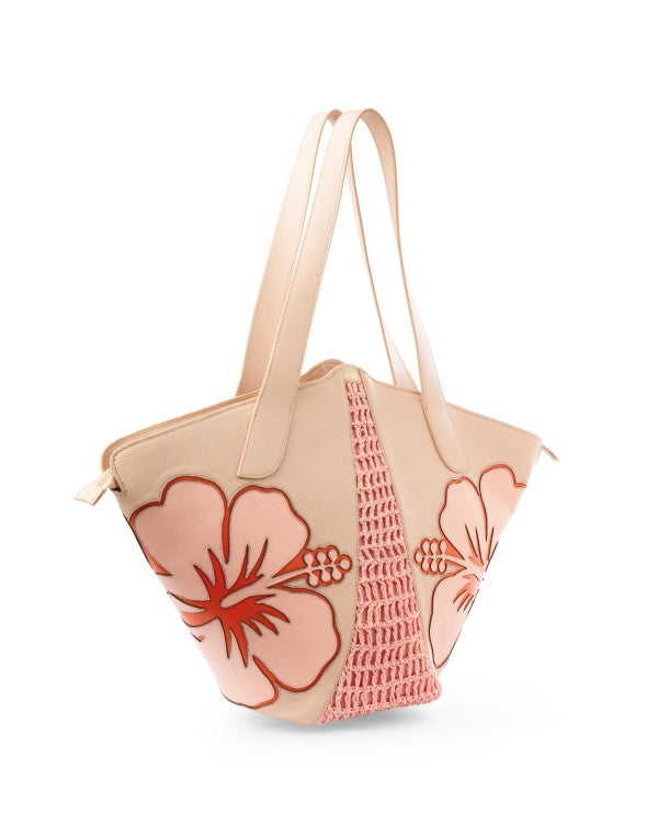 Manta Ray : Leather Tote With Laser-Cut Florals