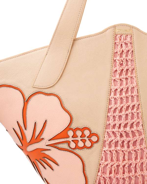 Manta Ray Leather Tote : With Laser-Cut Florals