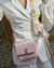 Mini Goblet Crossbody Leather Bag : Blush Pink with Embroidered Strap