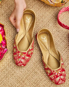 Red Velvet : Juttis - Fizzy Goblet - Handcrafted - Indian