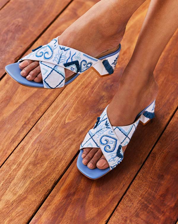 Santorini Criss-Cross Block Heels