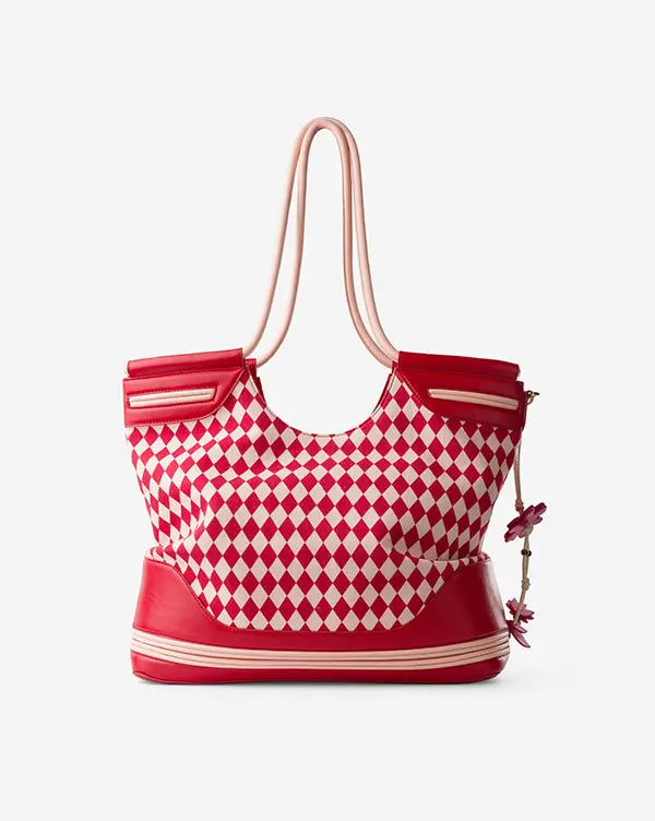Sunset Club : Tote Bag - Handcrafted - Fizzy Goblet - Red - White