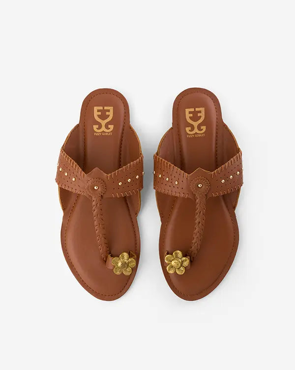 Chandan : Kolha Flats - Brown - Handcrafted - Fizzy Goblet - Indian