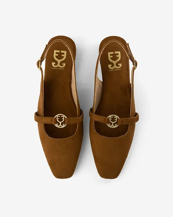 Cinnamon Girl : Slingback Mules - Fizzy Goblet - Handcrafted - Brown