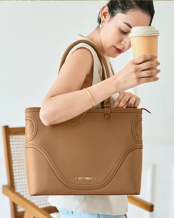 Brown to Business : Tote Bag - Brown - Handcrafted - Fizzy Goblet