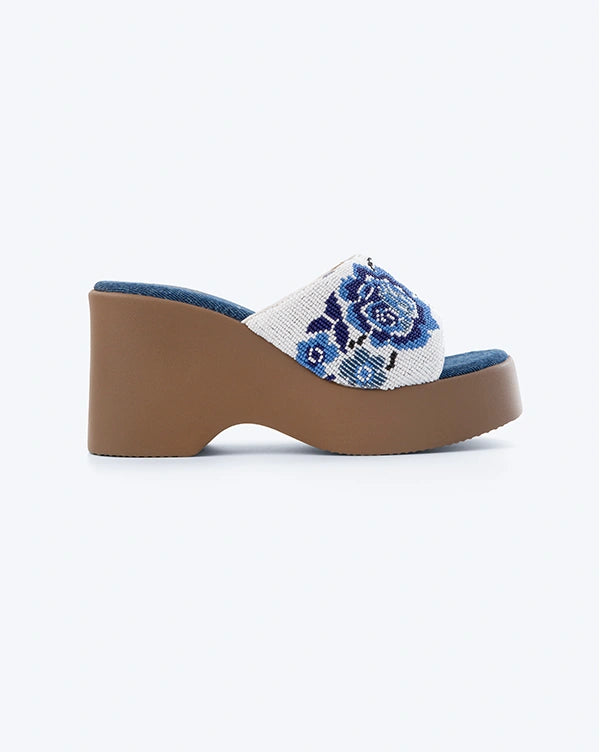 Chill Pill : Wedge Heels - Handcrafted - Fizzy Goblet - Blue