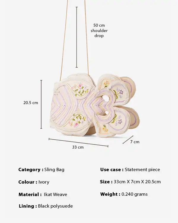 Floral Finomena : Fish Bag - Ivory - Sling Bag - Fizzy Goblet - Handcrafted