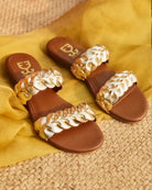 Golden Petals : Sandal Heels - Gold - Fizzy Goblet -Handcrafted