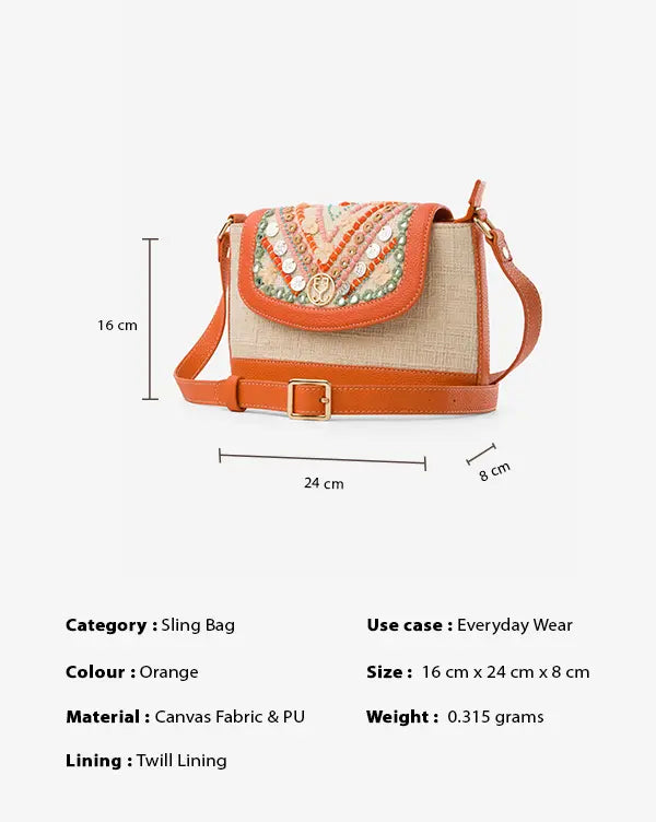 Lucky Orange : Sling Bag - Handcrafted - Fizzy Goblet